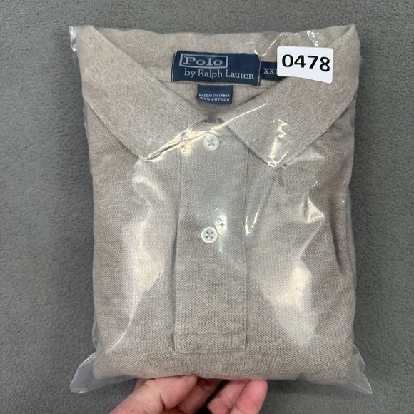 Vtg‎ Polo Ralph Lauren Size 2XL Light Brown Long Sleeve Cotton Polo Shirt Button - Picture 12 of 12